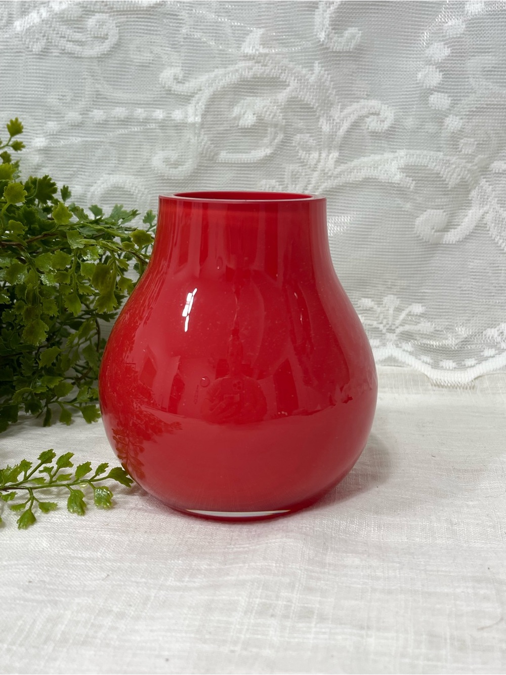 Crate&Barrel Glossy Red Bulb Vase